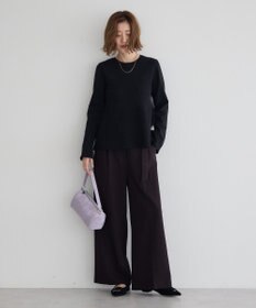 YECCA VECCA 金釦アクセントベルトワイドパンツ