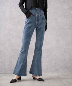 WEGO ハイウエストストレッチフレアデニムパンツ