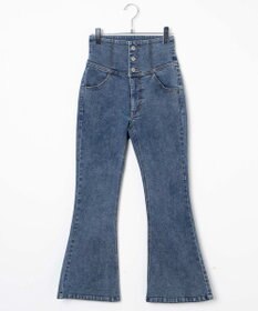 WEGO ハイウエストストレッチフレアデニムパンツ