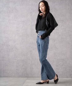 WEGO ハイウエストストレッチフレアデニムパンツ