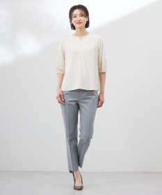 J.PRESS LADIES 【WEB限定・洗える】ストライプ キーネック ブラウス