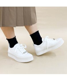 MODE ET JACOMO <noyau>ビジュー付き厚底レースアップスニーカー