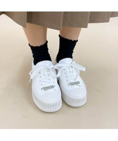 MODE ET JACOMO <noyau>ビジュー付き厚底レースアップスニーカー