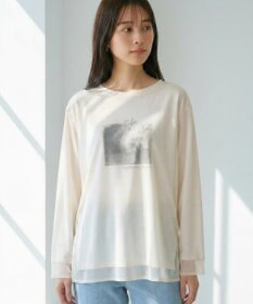 ANY SIS 【貴島明日香さんコラボ】チュールレイニャード猫 Tシャツ