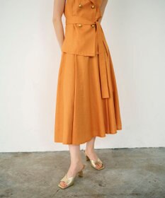 GRACE CONTINENTAL リネンタッチタックフレアスカート