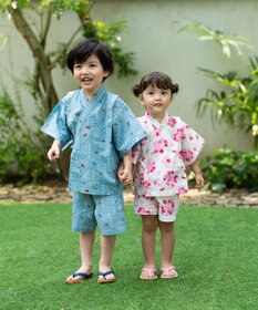 MIKI HOUSE HOT BISCUITS 【ミキハウス】【80-150cm】 アジサイ柄甚平スーツ