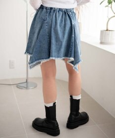 WEGO 【ウエストゴム】イレヘムデニムミニスカート