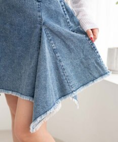 WEGO 【ウエストゴム】イレヘムデニムミニスカート