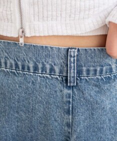 WEGO 【ウエストゴム】イレヘムデニムミニスカート