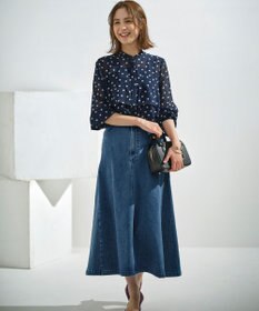 組曲 L シフォンオーガンプリント ティアードブラウス