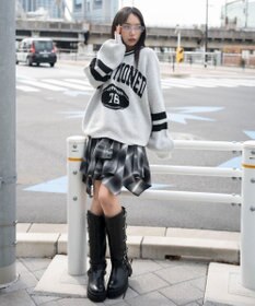 WEGO 【25年秋冬新作】フラッフィーVネックニットBIGプルオーバー