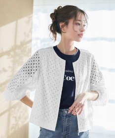 Tiaclasse L 【洗える】パンチングレースブルゾン