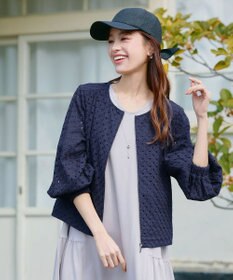 Tiaclasse L 【洗える】パンチングレースブルゾン