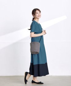 Tiaclasse L 【洗える】 配色Aラインサックワンピース