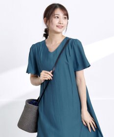 Tiaclasse L 【洗える】 配色Aラインサックワンピース