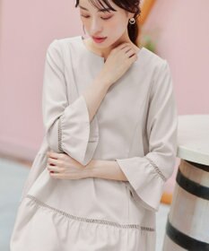 Tiaclasse L 【洗える】はしごレースフレアスリーブチュニックブラウス