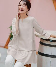 Tiaclasse L 【洗える】はしごレースフレアスリーブチュニックブラウス