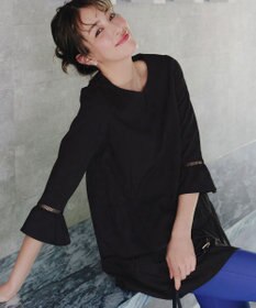 Tiaclasse L 【洗える】はしごレースフレアスリーブチュニックブラウス