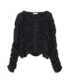 earth music&ecology フロントホックシャーリングトップス