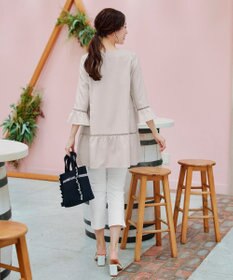 Tiaclasse L 【洗える】はしごレースフレアスリーブチュニックブラウス