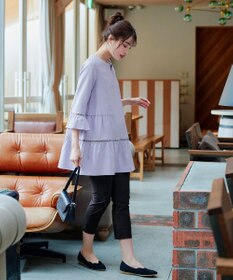 Tiaclasse L 【洗える】はしごレースフレアスリーブチュニックブラウス