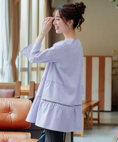 Tiaclasse L 【洗える】はしごレースフレアスリーブチュニックブラウス