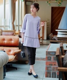 Tiaclasse L 【洗える】はしごレースフレアスリーブチュニックブラウス