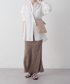 russet バイカラーレザーベルトフラットショルダーバッグ(SF-278)