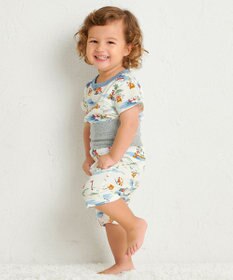 MIKI HOUSE HOT BISCUITS 【80-120cm】 リゾートビーンズ 腹巻き付き タック天竺素材 半袖パジャマ