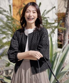 Tiaclasse L 【洗える】パンチングレースブルゾン