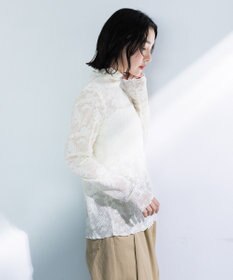 Green Parks プリーツレースハイネックプルオーバー