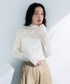 Green Parks プリーツレースハイネックプルオーバー