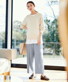 J.PRESS LADIES 【洗える】T/Rシャークスキン セミワイド パンツ