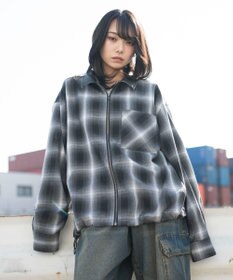 WEGO 【ユニセックス着用ITEM】オンブレチェックシャツジャケット