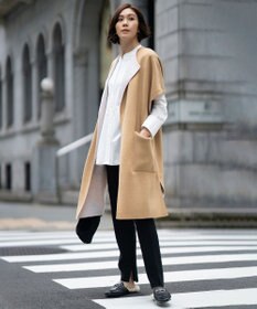 自由区 【洗える】リバーシブルニットジレ