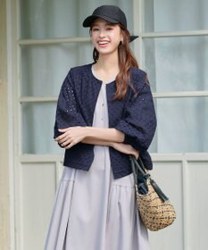 Tiaclasse L 【洗える】パンチングレースブルゾン