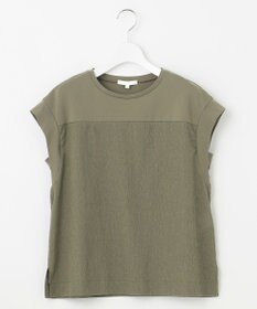 自由区 L 【カタログ掲載・洗える】リネンサッカーコンビブロッキング カットソー