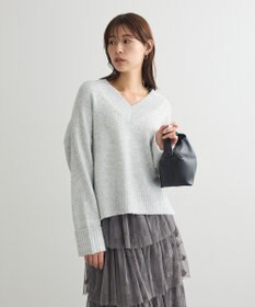 Green Parks ラメＶネックコンパクトニットプルオーバー