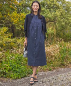 J.PRESS LADIES 【洗える・抗菌防臭】コットンアセテート クルーネック カーディガン