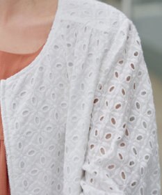 Tiaclasse L 【洗える】パンチングレースブルゾン