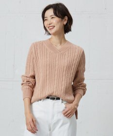 J.PRESS LADIES 【洗える】GIZA MERCERIZE COTTON ケーブル ニット