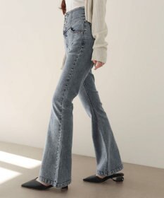 WEGO 【ストレッチ/美脚/脚長シルエット/XSSMサイズ展開】ハイウエストストレッチフレアデニムパンツ