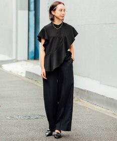 ICB 【ICB×インフルエンサーコラボ】【先行予約】デュアルサテン ラッフルブラウス