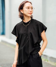 ICB 【ICB×インフルエンサーコラボ】【先行予約】デュアルサテン ラッフルブラウス
