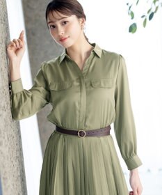 Tiaclasse L 【洗える】ヴィンテージサテンシャツワンピース