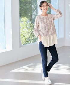 ANY SIS 【洗える】ネップツイードペプラム カットソー