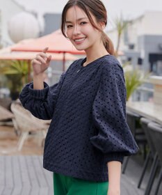 Tiaclasse L 【洗える】パンチングレースブルゾン