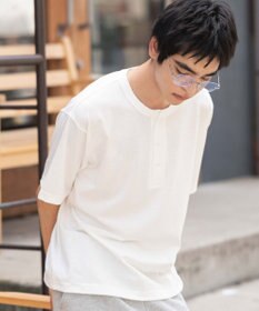 WEGO 【ユニセックス着用ITEM/MLサイズ展開】リラックスフィットヘンリーネックT（SS）