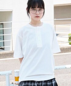 WEGO 【ユニセックス着用ITEM/MLサイズ展開】リラックスフィットヘンリーネックT（SS）