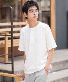 WEGO 【ユニセックス着用ITEM/MLサイズ展開】リラックスフィットヘンリーネックT（SS）